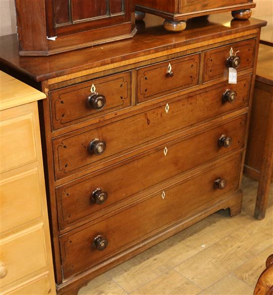 A Regency inlaid mahogany six drawer chest W.117cm